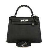 Pre-owned Hermes Kelly Sellier 28 Black Epsom Palladium Hardware - Thumbnail View 1