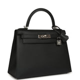 Pre-owned Hermes Kelly Sellier 28 Black Epsom Palladium Hardware - Thumbnail View 2