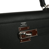 Pre-owned Hermes Kelly Sellier 28 Black Epsom Palladium Hardware - Thumbnail View 7