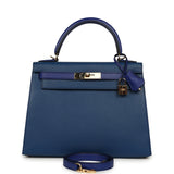 Pre-owned Hermes Special Order (HSS) Kelly Sellier 28 Bleu Electric and Bleu Saphir Chevre Mysore Permabrass Hardware - Thumbnail View 1
