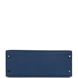 Pre-owned Hermes Special Order (HSS) Kelly Sellier 28 Bleu Electric and Bleu Saphir Chevre Mysore Permabrass Hardware - Thumbnail View 6