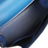 Pre-owned Hermes Special Order (HSS) Kelly Sellier 28 Bleu Electric and Bleu Saphir Chevre Mysore Permabrass Hardware - Thumbnail View 8