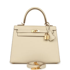 Hermes Kelly Sellier 25 Craie Epsom Gold Hardware