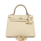 Hermes Kelly Sellier 25 Craie Epsom Gold Hardware - Thumbnail View 1