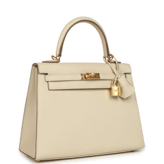 Hermes Kelly Sellier 25 Craie Epsom Gold Hardware
