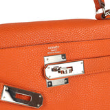 Pre-owned Hermes Kelly Retourne 28 Orange Togo Palladium Hardware - Thumbnail View 7