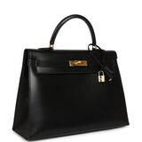 Vintage Hermes Kelly Sellier 35 Black Box Gold Hardware - Thumbnail View 2