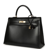 Vintage Hermes Kelly Sellier 35 Black Box Gold Hardware - Thumbnail View 5