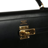 Vintage Hermes Kelly Sellier 35 Black Box Gold Hardware - Thumbnail View 7