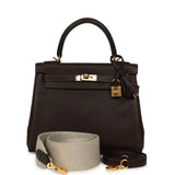 Pre-owned Hermes Kelly Retourne 25 Ebene Barenia Faubourg Gold Hardware - Thumbnail View 1