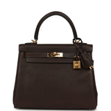 Pre-owned Hermes Kelly Retourne 25 Ebene Barenia Faubourg Gold Hardware - Thumbnail View 2