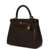 Pre-owned Hermes Kelly Retourne 25 Ebene Barenia Faubourg Gold Hardware - Thumbnail View 6