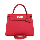 Pre-owned Hermes Kelly Sellier 28 Rose Extreme Epsom Gold Hardware - Thumbnail View 1