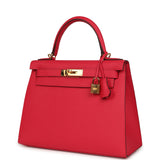 Pre-owned Hermes Kelly Sellier 28 Rose Extreme Epsom Gold Hardware - Thumbnail View 5