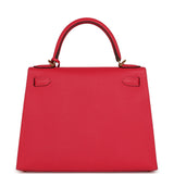 Pre-owned Hermes Kelly Sellier 28 Rose Extreme Epsom Gold Hardware - Thumbnail View 4
