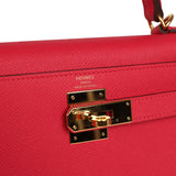 Pre-owned Hermes Kelly Sellier 28 Rose Extreme Epsom Gold Hardware - Thumbnail View 7