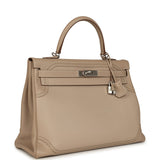 Pre-owned Hermes Ghillies Kelly Retourne 35 Argile Swift and Grain D'H Palladium Hardware - Thumbnail View 2