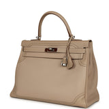 Pre-owned Hermes Ghillies Kelly Retourne 35 Argile Swift and Grain D'H Palladium Hardware - Thumbnail View 5