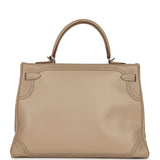 Pre-owned Hermes Ghillies Kelly Retourne 35 Argile Swift and Grain D'H Palladium Hardware - Thumbnail View 4