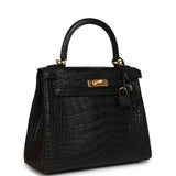 Hermes Kelly Retourne 25 Black Matte Alligator Gold Hardware - Thumbnail View 2