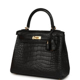 Hermes Kelly Retourne 25 Black Matte Alligator Gold Hardware - Thumbnail View 5