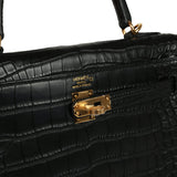 Hermes Kelly Retourne 25 Black Matte Alligator Gold Hardware - Thumbnail View 7