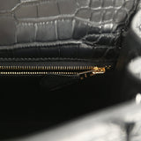 Hermes Kelly Retourne 25 Black Matte Alligator Gold Hardware - Thumbnail View 9