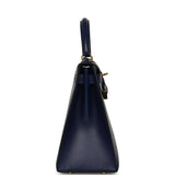 Vintage Hermes Kelly Sellier 28 Bleu Saphir Box Gold Hardware - Thumbnail View 3