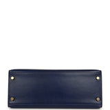 Vintage Hermes Kelly Sellier 28 Bleu Saphir Box Gold Hardware - Thumbnail View 6