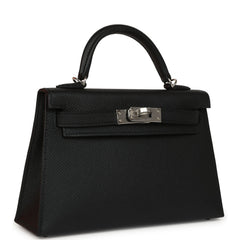 Hermes Kelly Sellier 20 Black Epsom Palladium Hardware