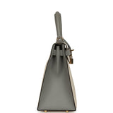 Hermes Special Order (HSS) Kelly Sellier 28 Craie and Gris Mouette Epsom Permabrass Hardware - Thumbnail View 3