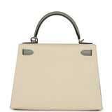 Hermes Special Order (HSS) Kelly Sellier 28 Craie and Gris Mouette Epsom Permabrass Hardware - Thumbnail View 4
