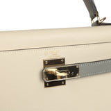 Hermes Special Order (HSS) Kelly Sellier 28 Craie and Gris Mouette Epsom Permabrass Hardware - Thumbnail View 7