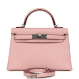 Hermes Kelly Sellier 20 Rose Sakura Chevre Mysore Palladium Hardware - Thumbnail View 1