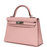 Hermes Kelly Sellier 20 Rose Sakura Chevre Mysore Palladium Hardware - Thumbnail View 5