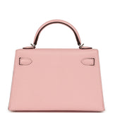 Hermes Kelly Sellier 20 Rose Sakura Chevre Mysore Palladium Hardware - Thumbnail View 4
