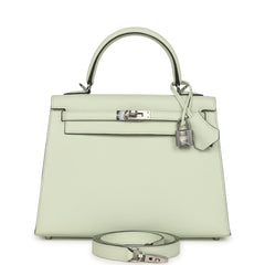 Hermes Kelly Sellier 25 Vert Fizz Epsom Palladium Hardware