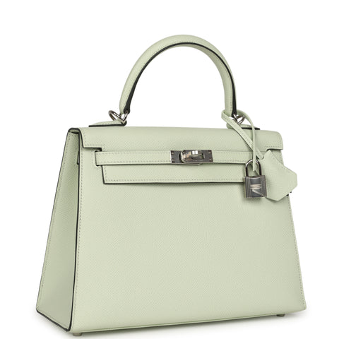 Hermes Kelly Sellier 25 Vert Fizz Epsom Palladium Hardware