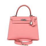 Pre-owned Hermes Kelly Sellier 25 Rose Confetti Epsom Palladium Hardware - Thumbnail View 1