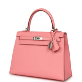 Pre-owned Hermes Kelly Sellier 25 Rose Confetti Epsom Palladium Hardware - Thumbnail View 5