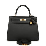 Hermes Kelly Sellier 25 Black Verso Madame Gold Hardware - Thumbnail View 1