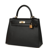 Hermes Kelly Sellier 25 Black Verso Madame Gold Hardware - Thumbnail View 5