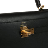 Hermes Kelly Sellier 25 Black Verso Madame Gold Hardware - Thumbnail View 7