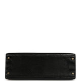 Vintage Hermes Kelly Sellier 32 Black Shiny Varanus Niloticus Lizard Gold Hardware - Thumbnail View 6