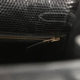 Vintage Hermes Kelly Sellier 32 Black Shiny Varanus Niloticus Lizard Gold Hardware - Thumbnail View 9
