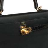 Hermes Kelly Retourne 25 Black Swift and Varanus Niloticus Lizard Touch Gold Hardware - Thumbnail View 7