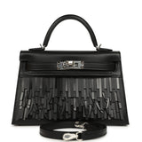 Hermes Kelly Sellier 20 "Pampilles" Black Tadelakt and Sombrero Palladium Hardware - Thumbnail View 1