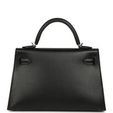 Hermes Kelly Sellier 20 "Pampilles" Black Tadelakt and Sombrero Palladium Hardware - Thumbnail View 4
