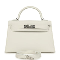 Hermes Kelly Sellier 20 New White Epsom Palladium Hardware