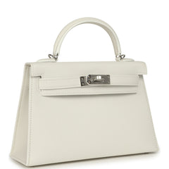 Hermes Kelly Sellier 20 New White Epsom Palladium Hardware